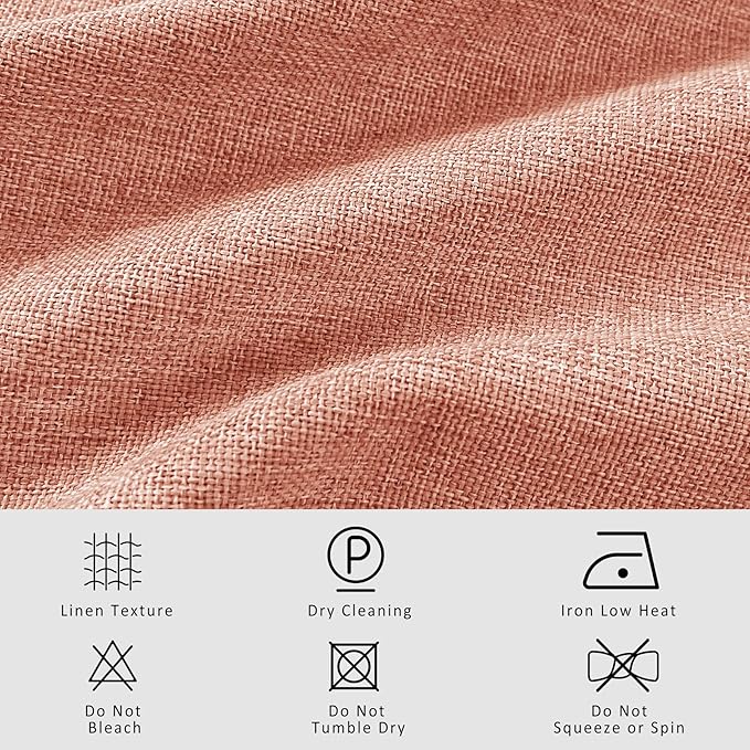 Macochico 100”Wx102”L 100% Blackout Pinch Pleated Linen Curtains for Sliding Door Bedroom Living Room Farmhouse Thermal Insulated Orange Burlap Drapes with Tieback 1 Panel Shabby Chic Style
