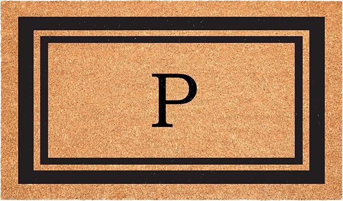 Calloway Mills 152963048P Black Border 30" x 48" Monogram Doormat Letter (P)