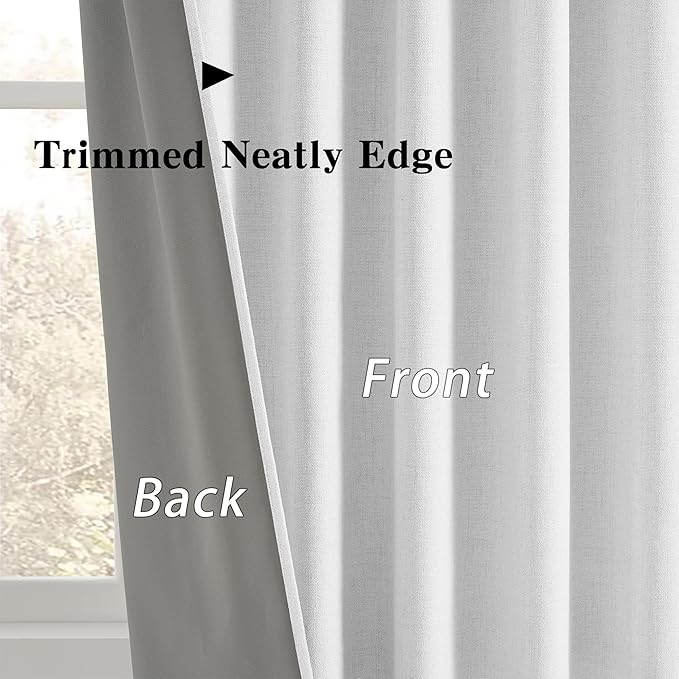 RAIN CITY Snow White Window Curtains 104 Inches Long Room Darkening Privacy Ceiling to Floor Curtains for Living Room Blackout Hook Drapes for College Dorm Back Tab 2 Panels 104 Length