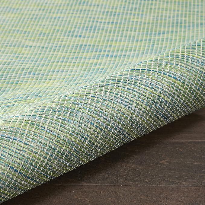Nourison Positano Indoor/Outdoor Blue/Green 8' x 10' Area Rug, Easy Cleaning, Non Shedding, Bed Room, Living Room, Dining Room, Backyard, Deck, Patio (8x10)