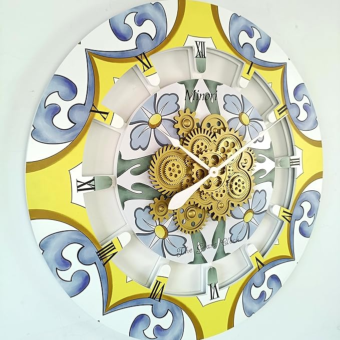 The Gears Clock Wall Clock Italy Collection with Moving Gears (Minori, 36 inch Round)