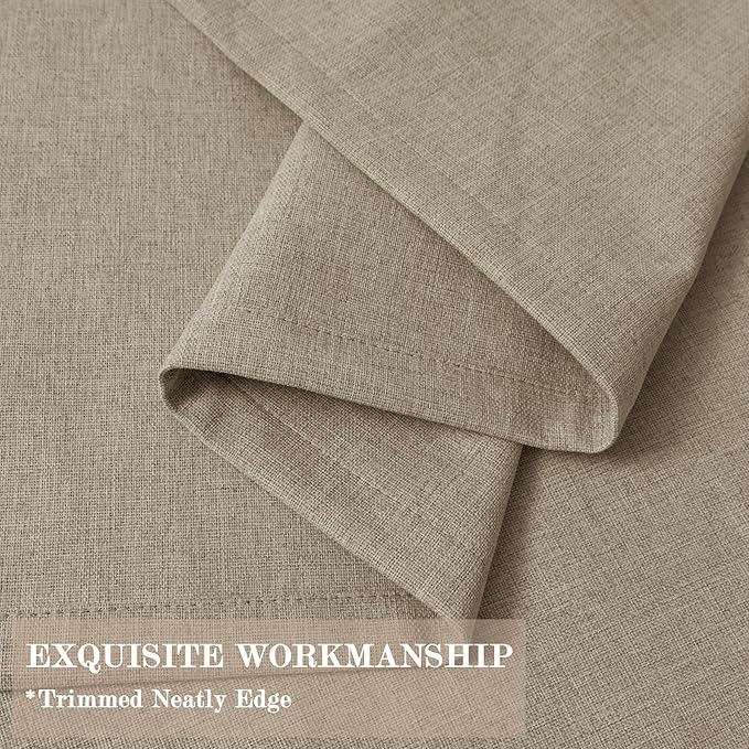 100% Blackout Linen Textured Drapes for Bedroom Pinch Pleated Curtains for Track System Portable Drapery for Sliding Glass Door/Storage/Space Room Divider, 70" Wx84 L, 1 PC, Light Khaki