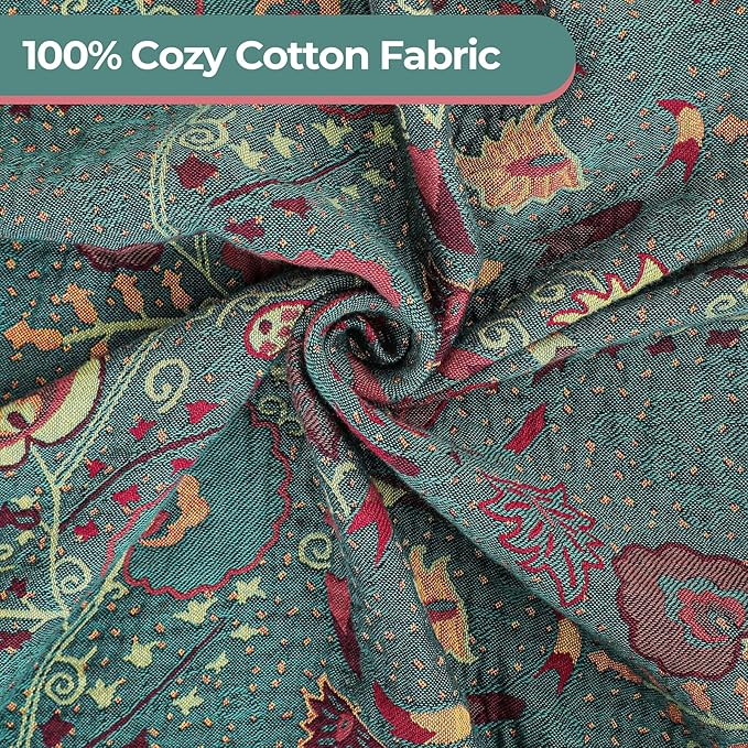 Boho Fall Throw Blanket for Bed，100% Ultra Cotton Soft Breathable Bed Throw Floral Printed Farmhouse Decor Rustic Bed Throws for Couch Sofa Quilt 90" x 98"
