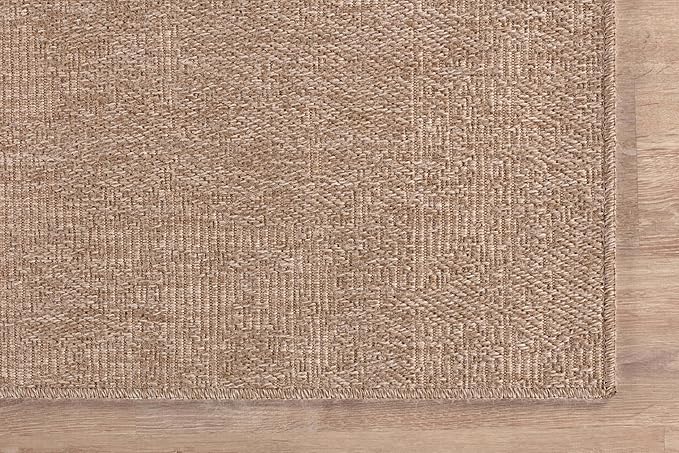 CAMILSON Easy Jute Round Rug 6ft Indoor Outdoor Natural Color Fiber Area Rugs for Living Room Patio and Kitchen Rug Solid Boho Woven Design Easy-Cleaning Washable Outside Carpet Alfombras (6 Round)