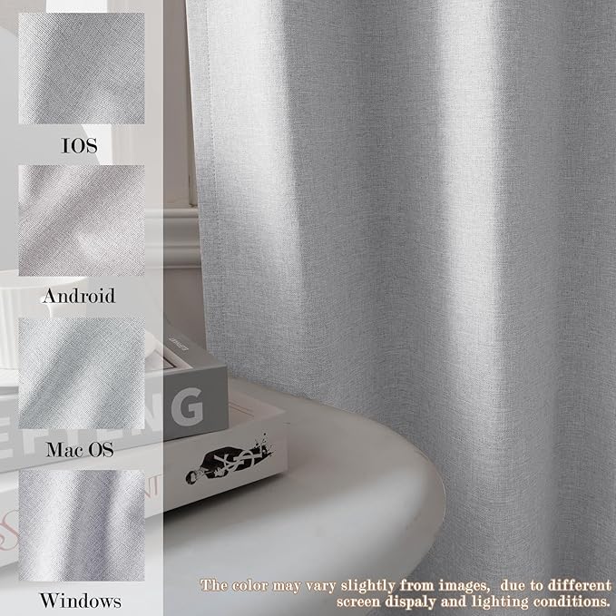 100% Blackout Linen Textured Drapes for Bedroom Pinch Pleated Curtains for Track System Portable Drapery for Sliding Glass Door/Storage/Space Room Divider, 70" Wx96 L, 1 PC, Silver Grey