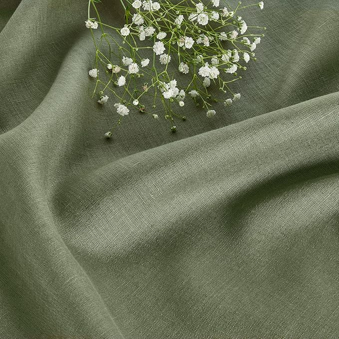 Solino Home Linen Table Runner 36 Inches - 100% Pure Linen Oil Green Table Runner 14 x 36 Inch Ideal for Dresser and Coffee Tables - Fall, Autumn, Thanksgiving - Fete