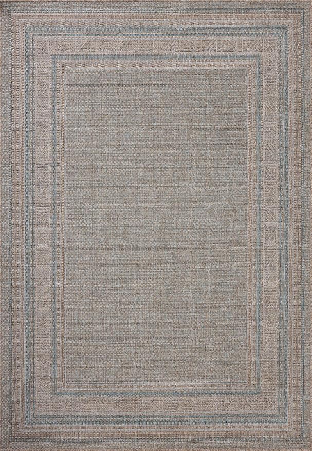Loloi Amber Lewis Topanga Collection TOP-05 Natural/Teal 5'-3" x 7'-6" Indoor/Outdoor Area Rug