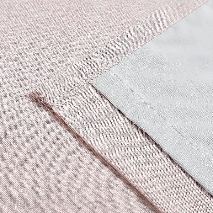 Vision Home Soft Pink Pinch Pleated Full Blackout Curtains Linen Blended Room Darkening Curtain Panels 72 inch for Living Room Bedroom Thermal Insulated Pinch Pleat Drapes with Hooks 40" Wx72 Lx2