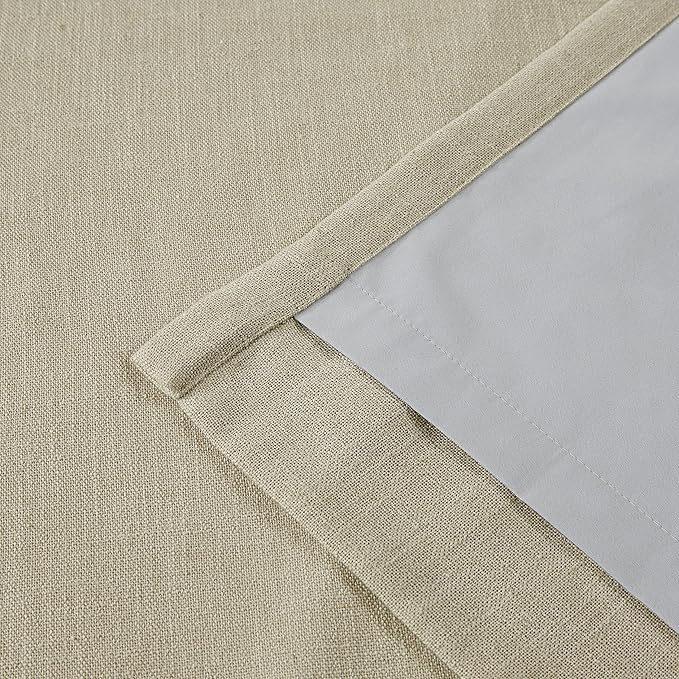 Vision Home Sand Pinch Pleated Full Blackout Curtains Linen Blended Room Darkening Window Curtains 108 inch for Living Room Bedroom Thermal Insulated Pinch Pleat Drapes with Hooks 60" Wx108 Lx1