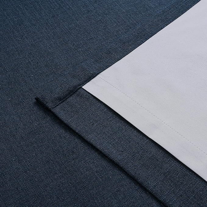 Vision Home Navy Blue Pinch Pleated Full Blackout Curtains Linen Blended Room Darkening Curtain Panels 102 inch for Living Room Bedroom Thermal Insulated Pinch Pleat Drapes with Hooks 40" Wx102 Lx2