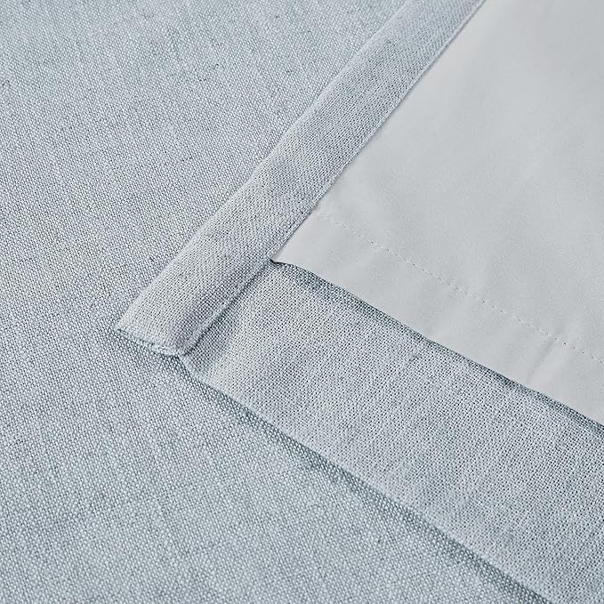 Vision Home Blue Fog Pinch Pleated Full Blackout Curtains Linen Blended Room Darkening Window Curtains 95 inch for Living Room Bedroom Thermal Insulated Pinch Pleat Drapes with Hooks 1 Panel 60"Wx95"L