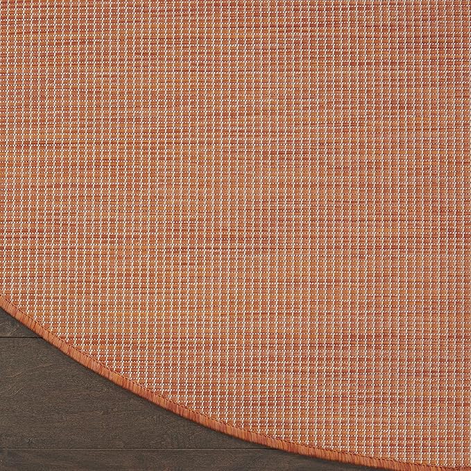 Nourison Positano Indoor/Outdoor Terracotta 8' x Round Area Rug, Easy Cleaning, Non Shedding, Bed Room, Living Room, Dining Room, Backyard, Deck, Patio (8 Round)