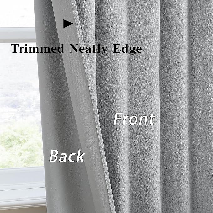 RAIN CITY Long Blackout Curtains 132 Inch Long 2 Panels Grey, Back Tab Pleated Look Drapes for Track System with Hooks, Noise Reducing Spring Blackout Winodw Curtains for Living Room 50x132