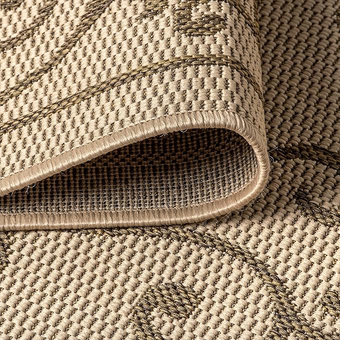 JONATHAN Y Vintage Filigree Indoor Outdoor Runner Rug 2X10 Beige/Brown, Charleston Textured Weave for Backyard, Patio, Porch, Easy-Cleaning, High Traffic, Pet-Friendly, Non-Shedding (SMB106A-210)