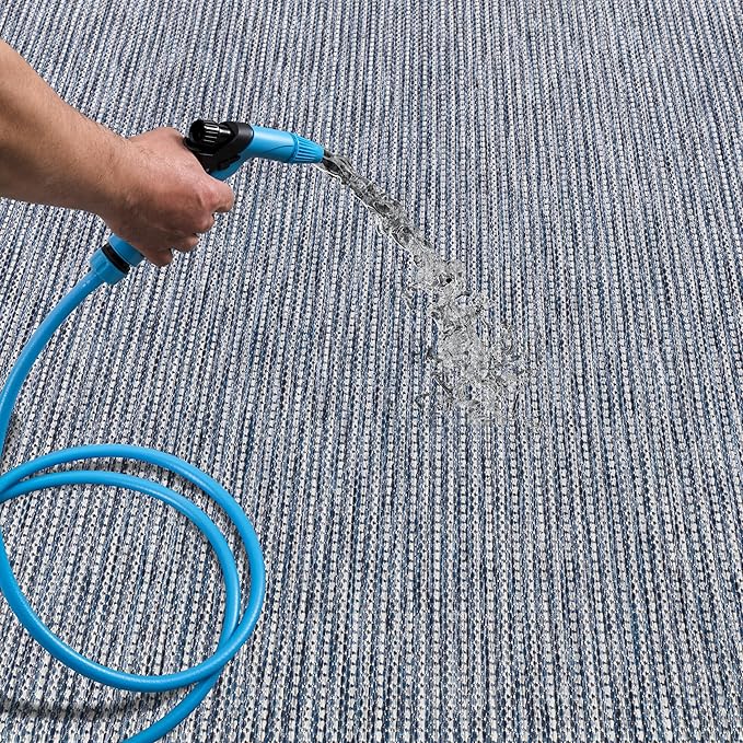 Keen Home Design Terrace Outdoor Round Rug - 8ft Round Washable Indoor/Outdoor Rug for Patio, Kitchen, Balcony, Beach, Garden, Deck and Porch, Size: 7'7" Round