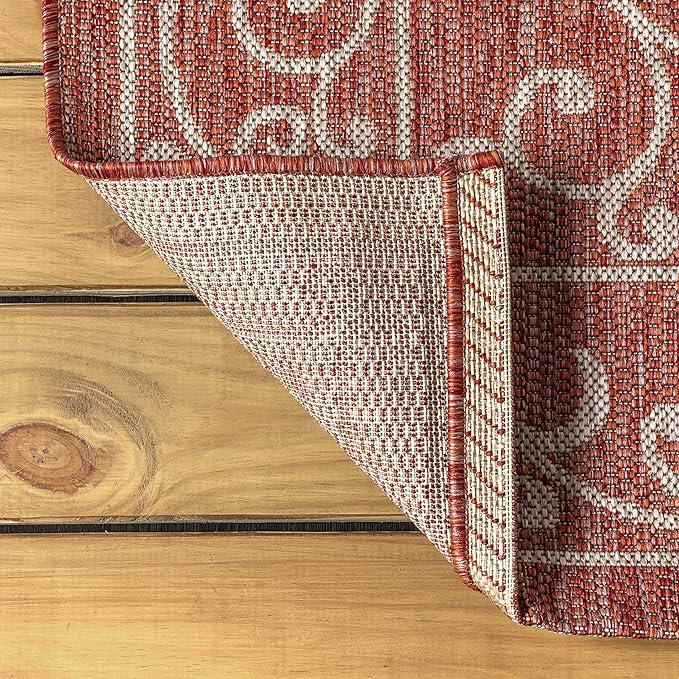 JONATHAN Y Vintage Filigree Indoor Outdoor Area Rug 4X6 Red/Beige, Charleston Textured Weave for Backyard, Patio, Porch, Easy-Cleaning, High Traffic, Pet-Friendly, Non-Shedding (SMB106B-4)