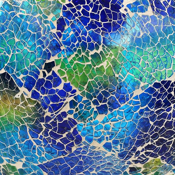 Sunnydaze Azul Terra 10" Crackled Glass Garden Gazing Globe with LED Solar Light - Set of 2