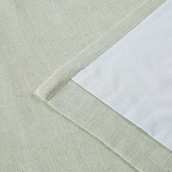 Vision Home Soft Green Pinch Pleated Full Blackout Curtains Linen Blended Room Darkening Window Curtains 63 inch for Living Room Bedroom Thermal Insulated Pinch Pleat Drapes with Hooks 60" Wx63 Lx1