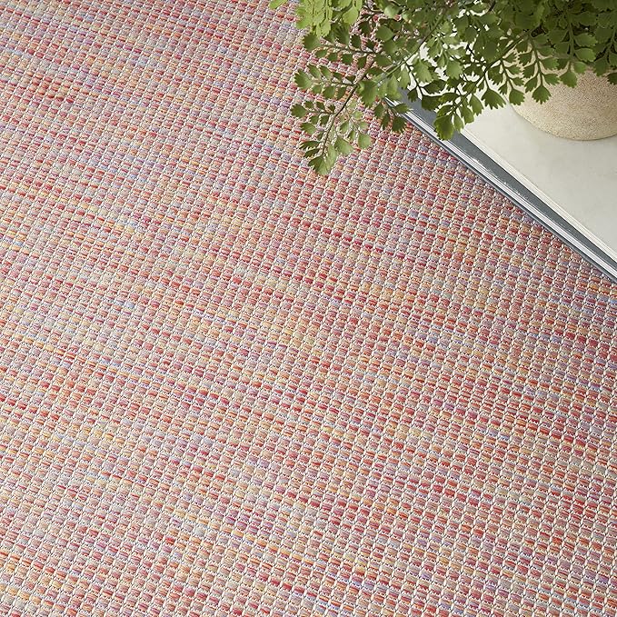 Nourison Home Positano Indoor/Outdoor Rainbow 8' x Round Area Rug, Easy Cleaning, Non Shedding, Bed Room, Living Room, Dining Room, Backyard, Deck, Patio (8 Round)